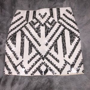 White and silver sequin skirt